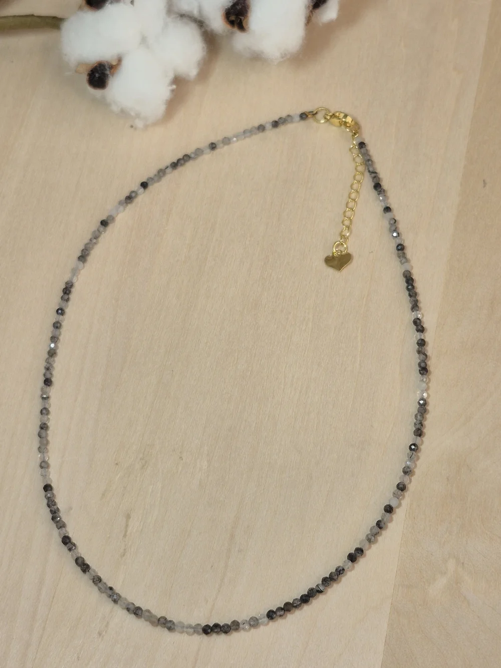 🖤🩶NEW🖤🩶 PRETTY!! 2MM Faceted Natural BLACK CRYSTAL Necklace